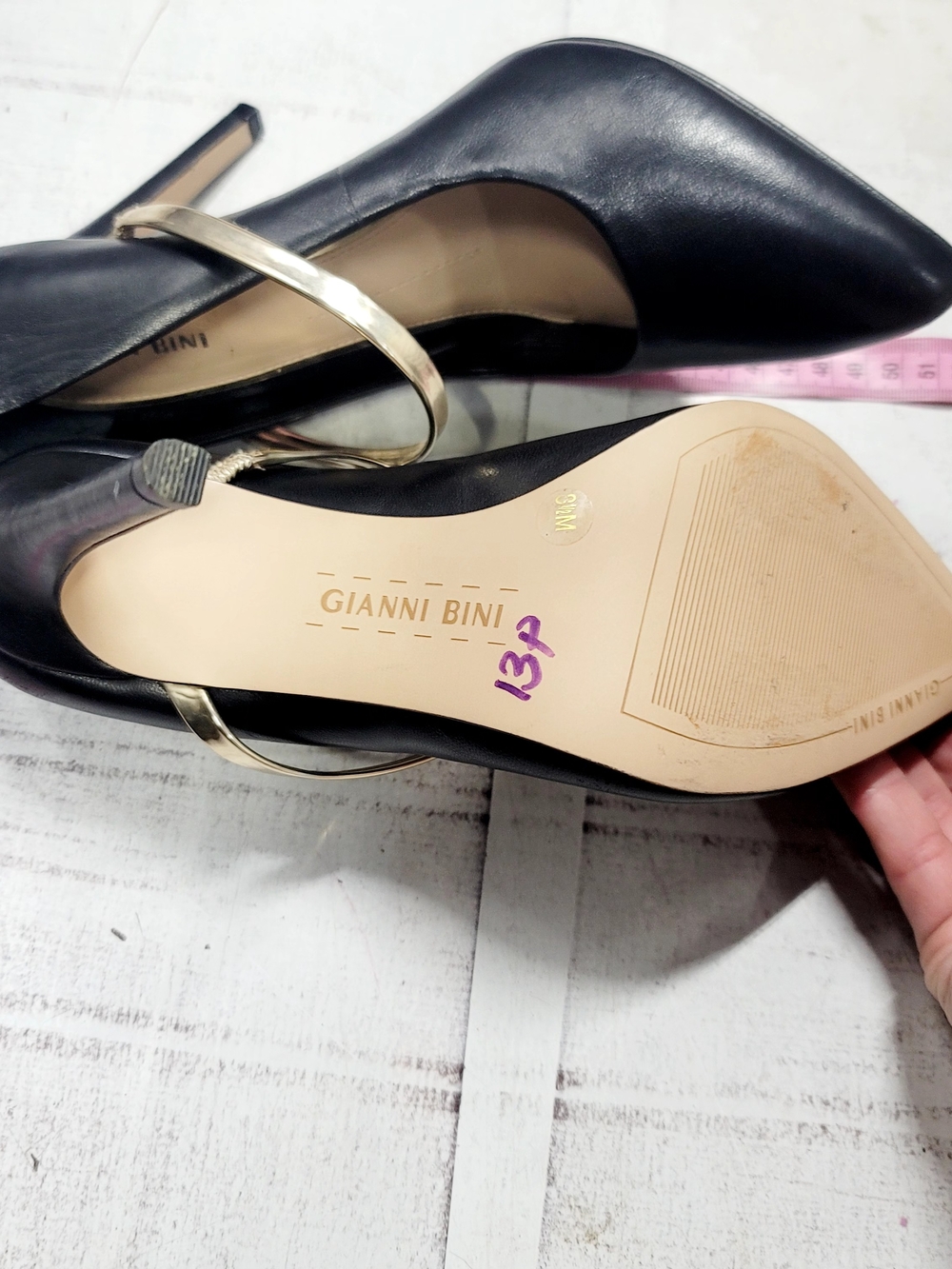 Gianni Bini Black Pumps with Gold Hoop Strap - Picture 9 of 9